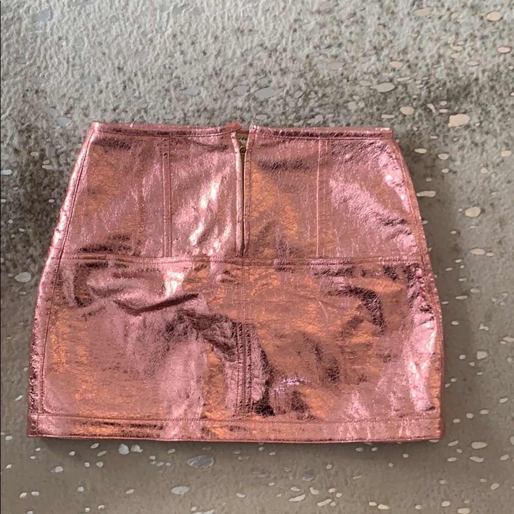For love & lemons pink metallic mini skirt